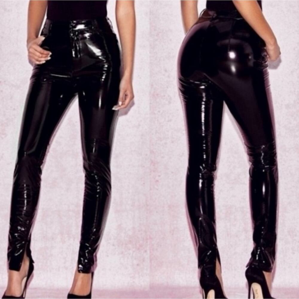 House of CB Haridan Glossy Black Faux Leather Pants